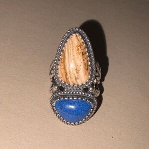 Carolyn Pollack American West Sterling Silver Jasper & Lapis Ladies Ring